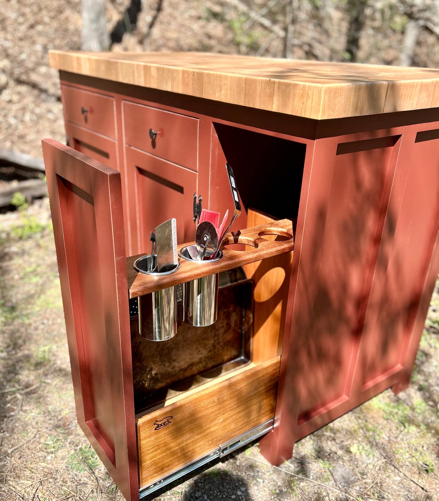 Island- Large Farmhouse Kitchen Island with Cherry End Grain Butcher Block Top