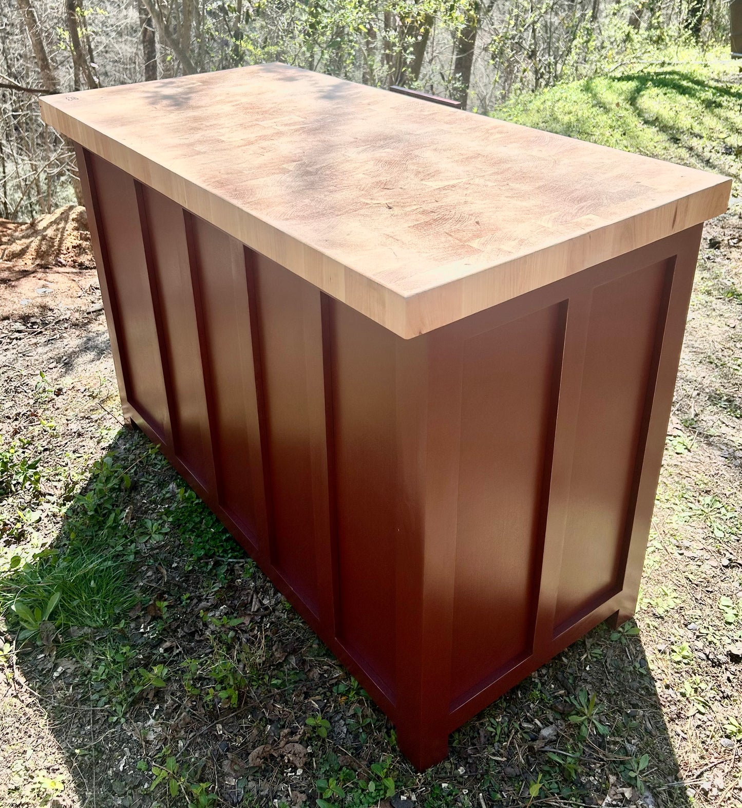 Island- Large Farmhouse Kitchen Island with Cherry End Grain Butcher Block Top