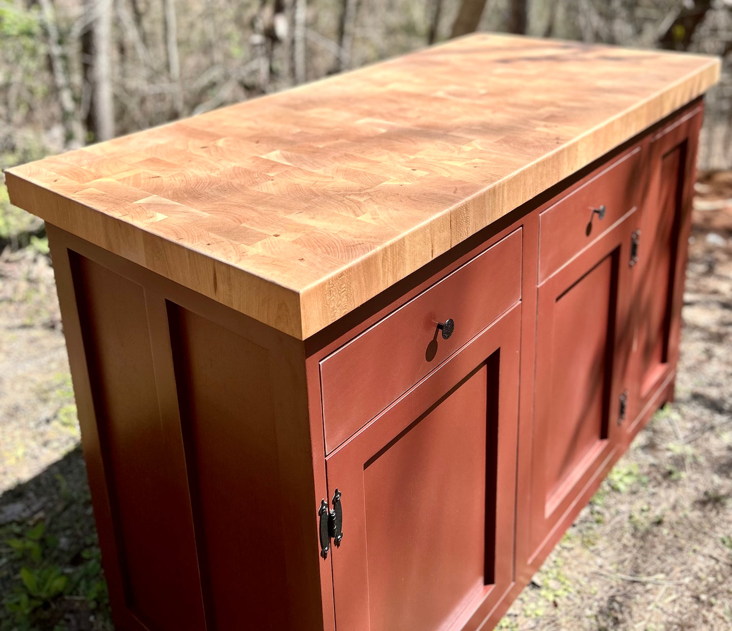 Island- Large Farmhouse Kitchen Island with Cherry End Grain Butcher Block Top