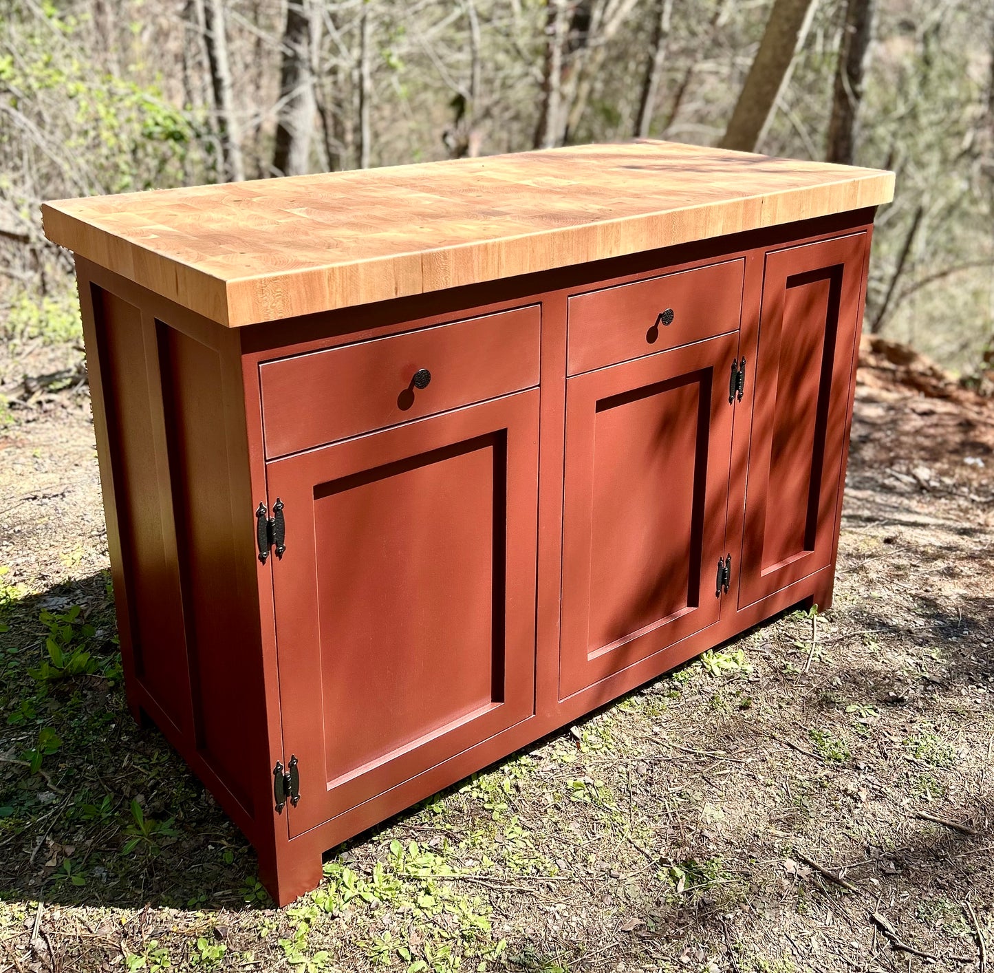 Island- Large Farmhouse Kitchen Island with Cherry End Grain Butcher Block Top