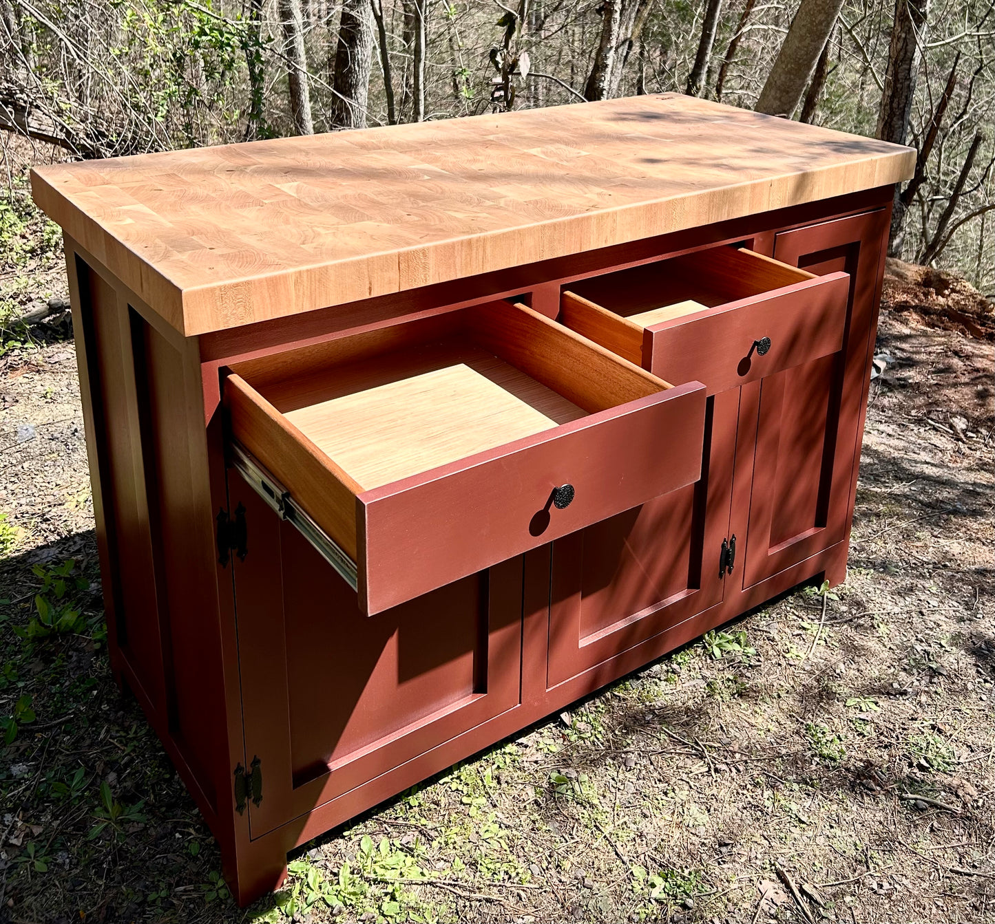 Island- Large Farmhouse Kitchen Island with Cherry End Grain Butcher Block Top