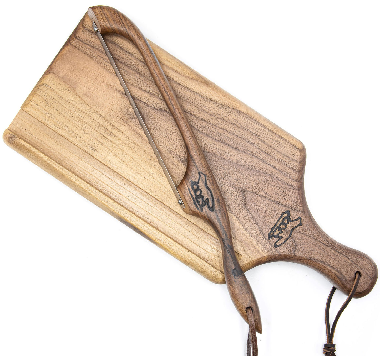 Cutting board- Solid Black Walnut board and bow knife