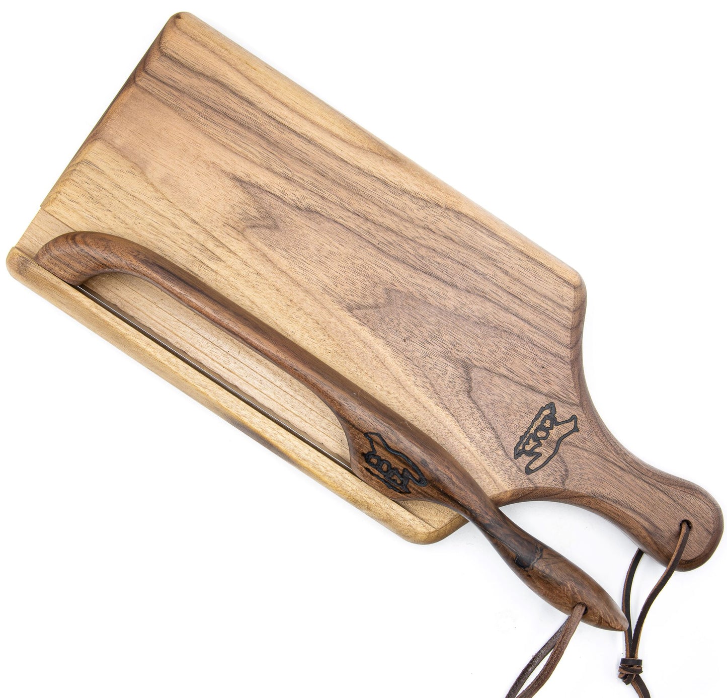 Cutting board- Solid Black Walnut board and bow knife
