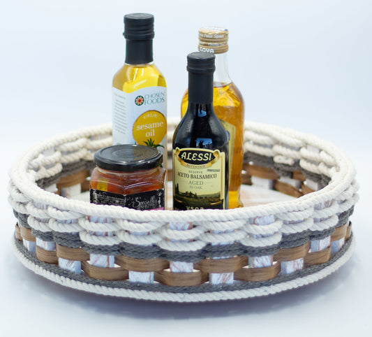 13 inch Lazy Susan Basket--Cottage Grey
