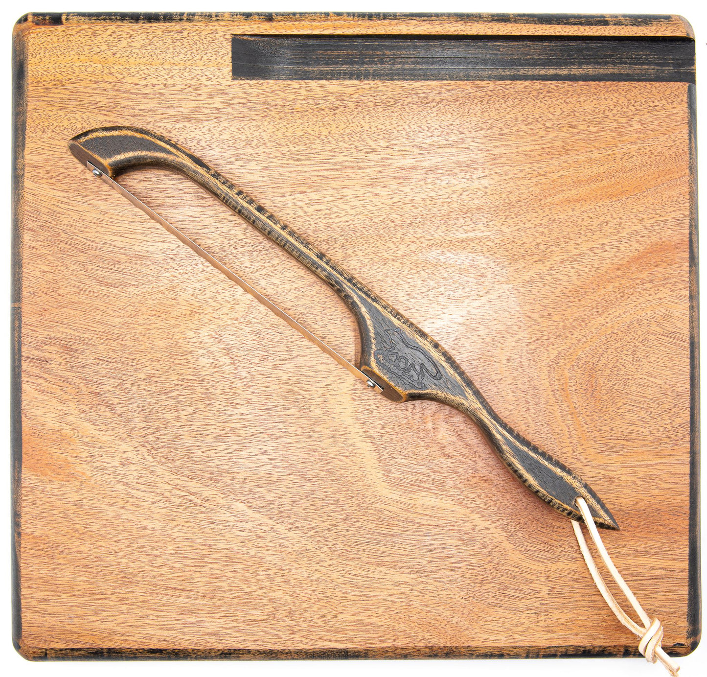 Cutting Board-- Farmhouse Mahogany Board with drip trail and Bow Knife