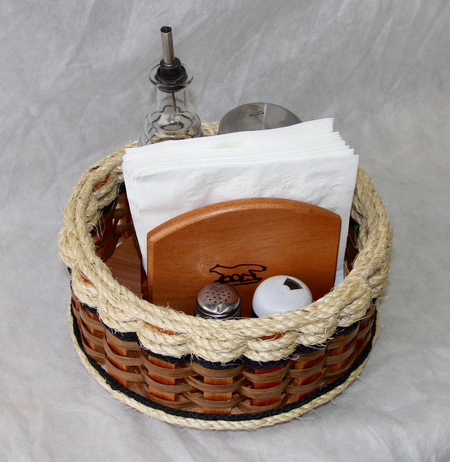 9 inch lazy Susan w/sisal rope-Shabby Chic Collection