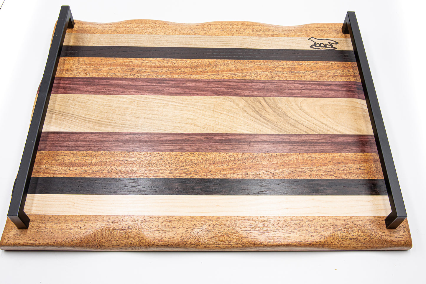 Charcuterie Board-Exotic Wood Stripes w/handle