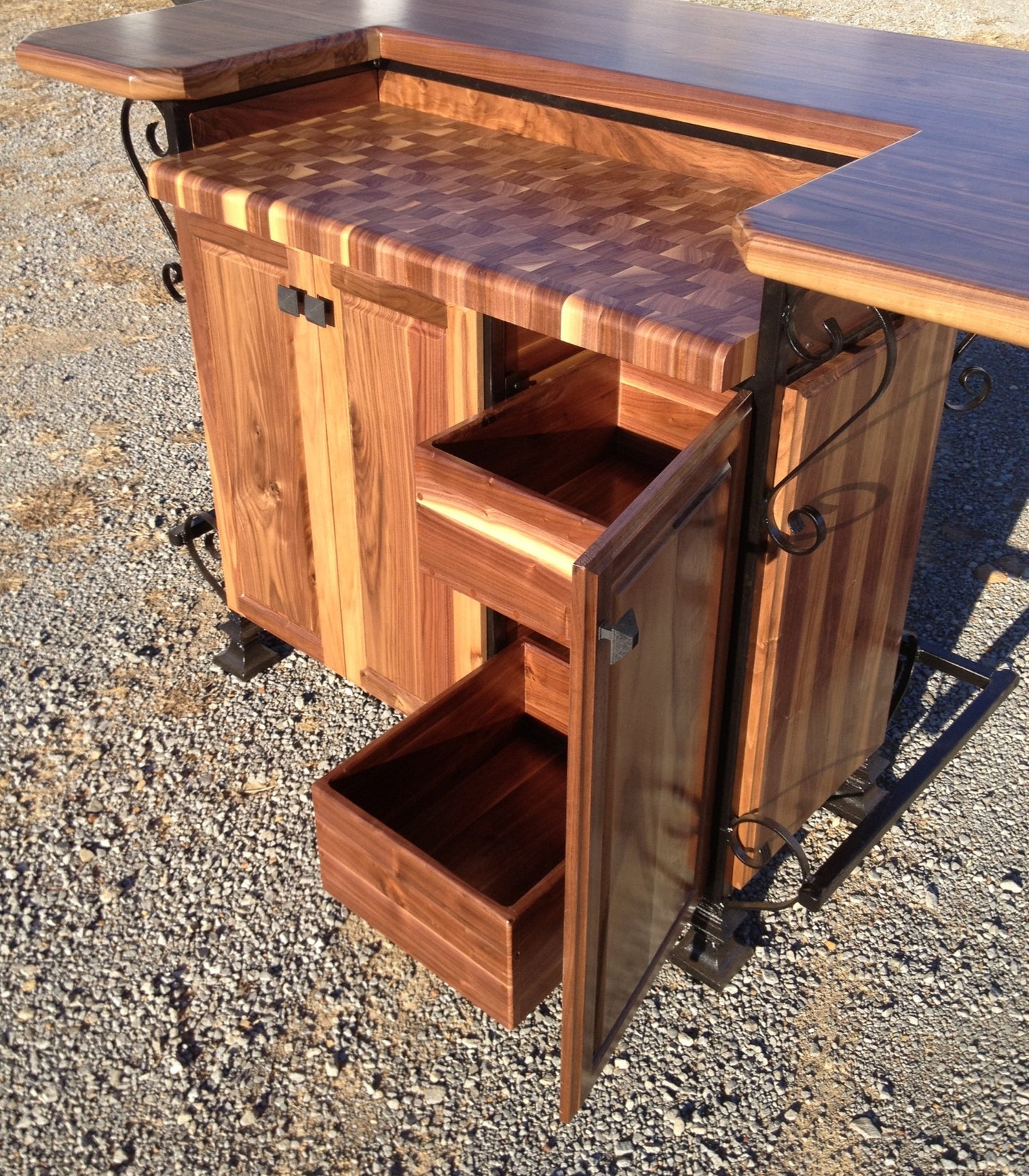 Island--32x60 Black Walnut Bi-Level Bar