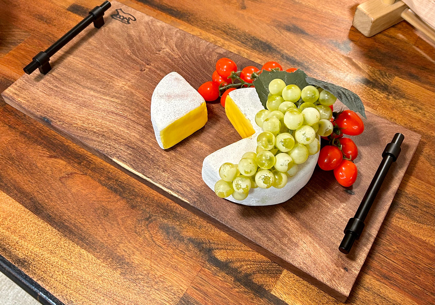 Charcuterie Board- Brazilian Mesquite w/black industrial handles