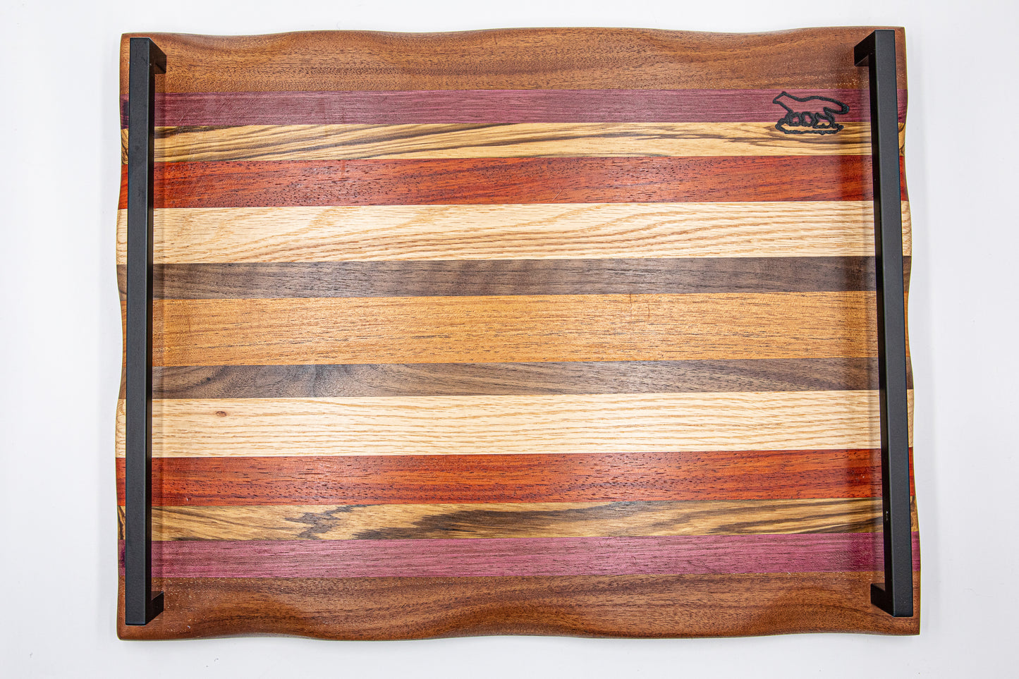 Charcuterie Board-Exotic Wood Stripes w/handle