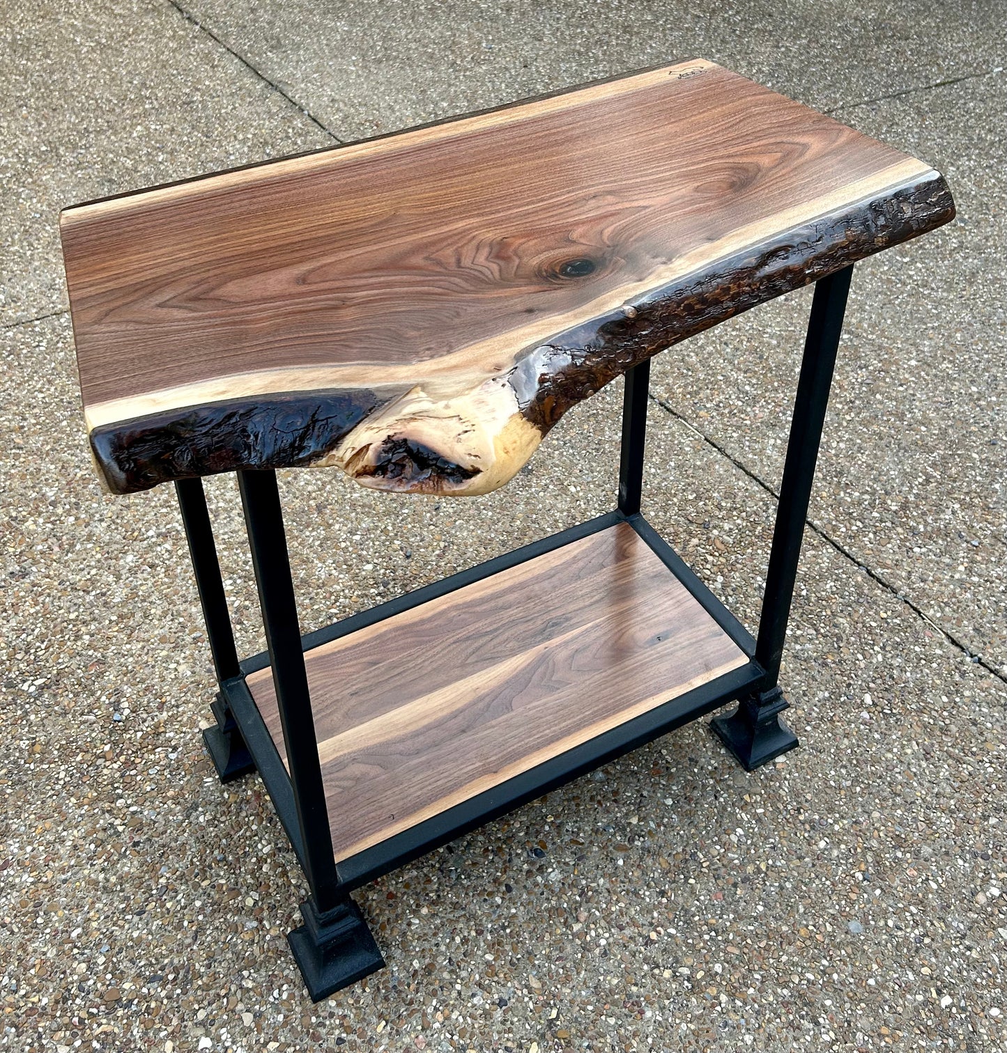 Live Edge Black Walnut Console Table w/bottom shelf