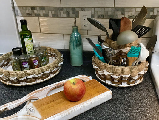 Double Utensil Lazy Susan Basket-Shabby Chic Collection