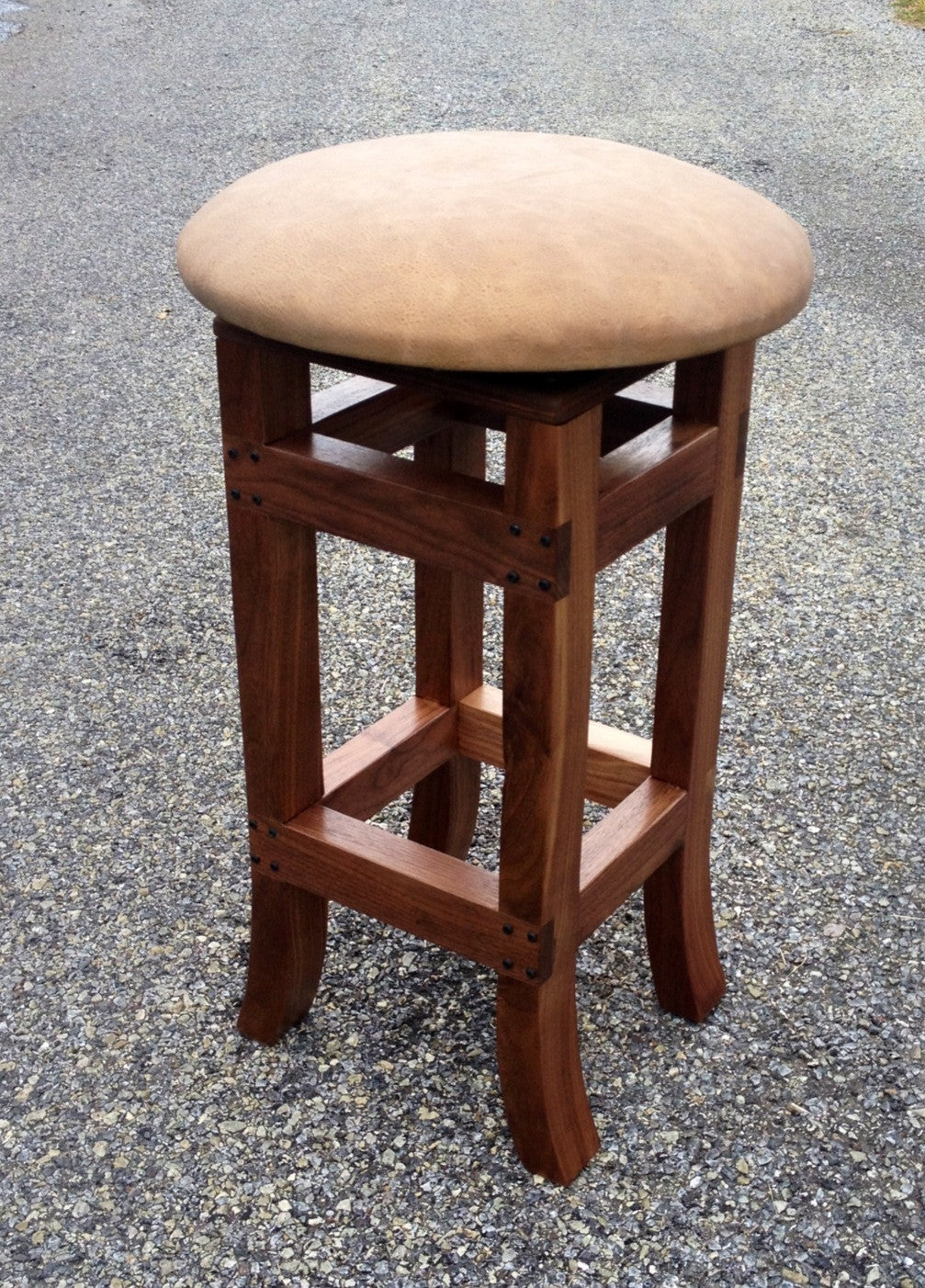 Stool--Solid Black Walnut w/18 in. leather seats