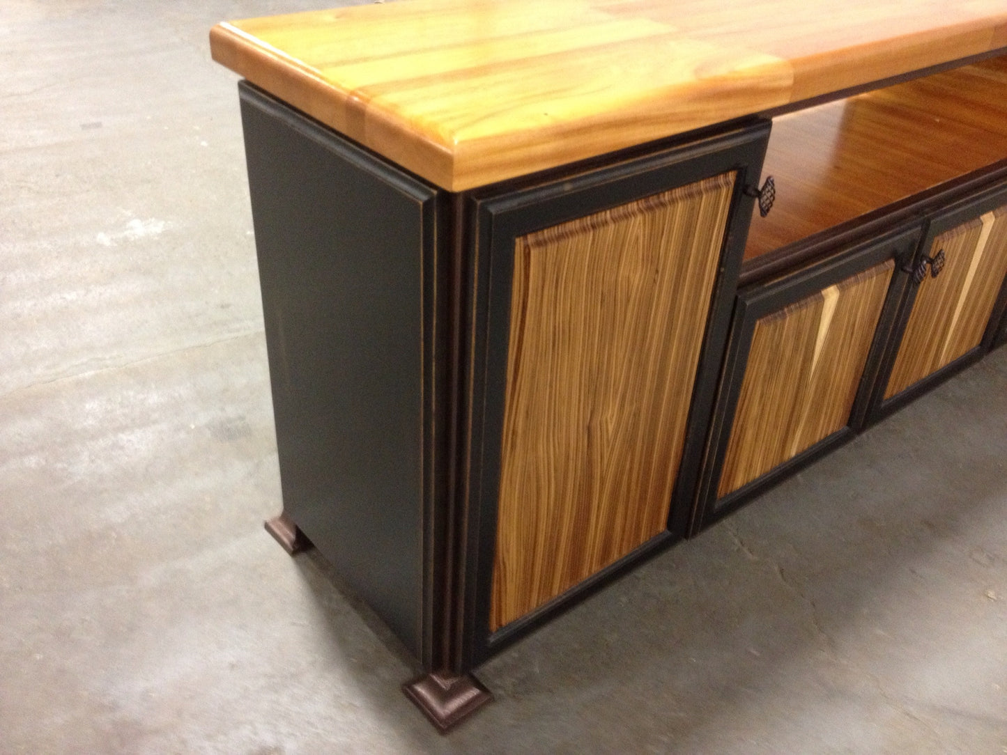 Table-Zebra and Mahogany Wood-Entertainment Unit 19 x 72