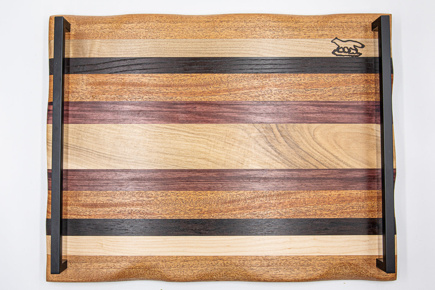 Charcuterie Board-Exotic Wood Stripes w/handle