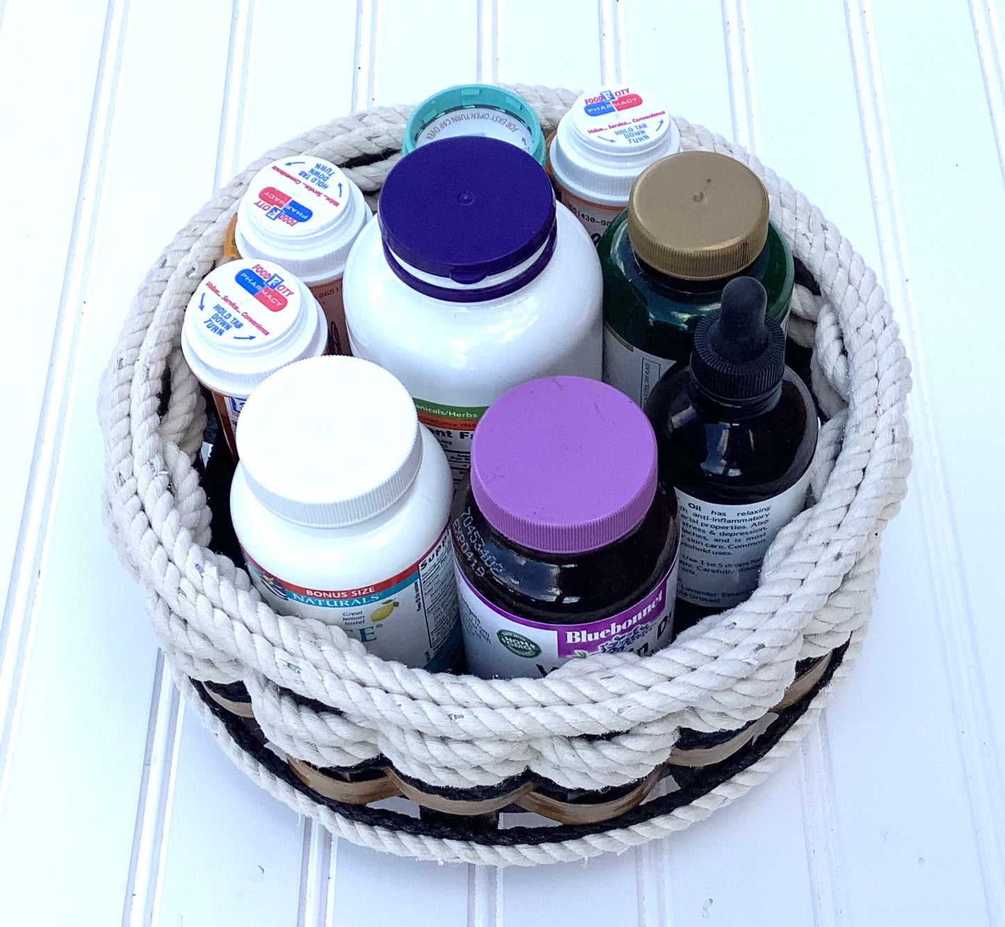 8” Lazy Susan Basket-Cottage Black
