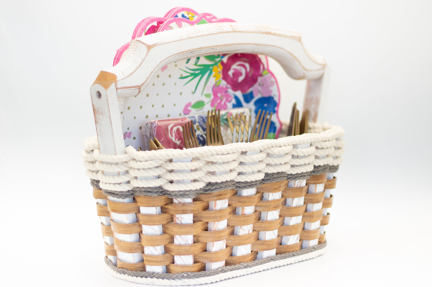 Picnic Party Basket-Cottage Grey