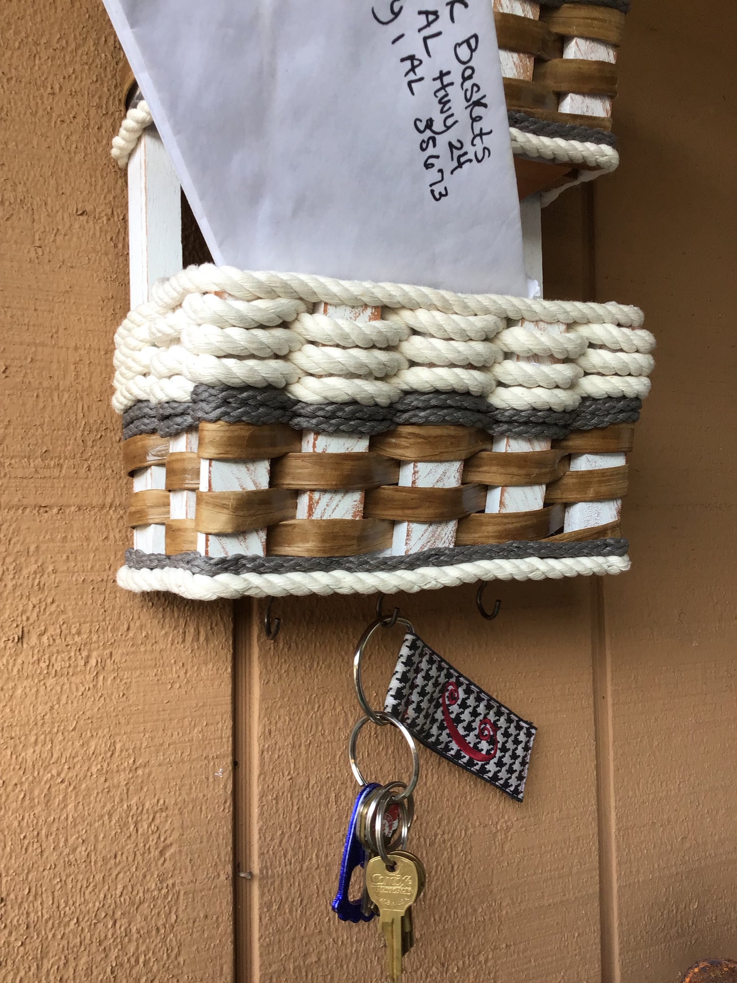 Wall Organizer Triple Baskets w/hooks-Cottage Grey