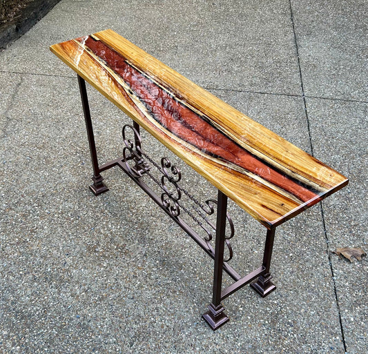 Live Edge River Entryway Table w/Canary Wood