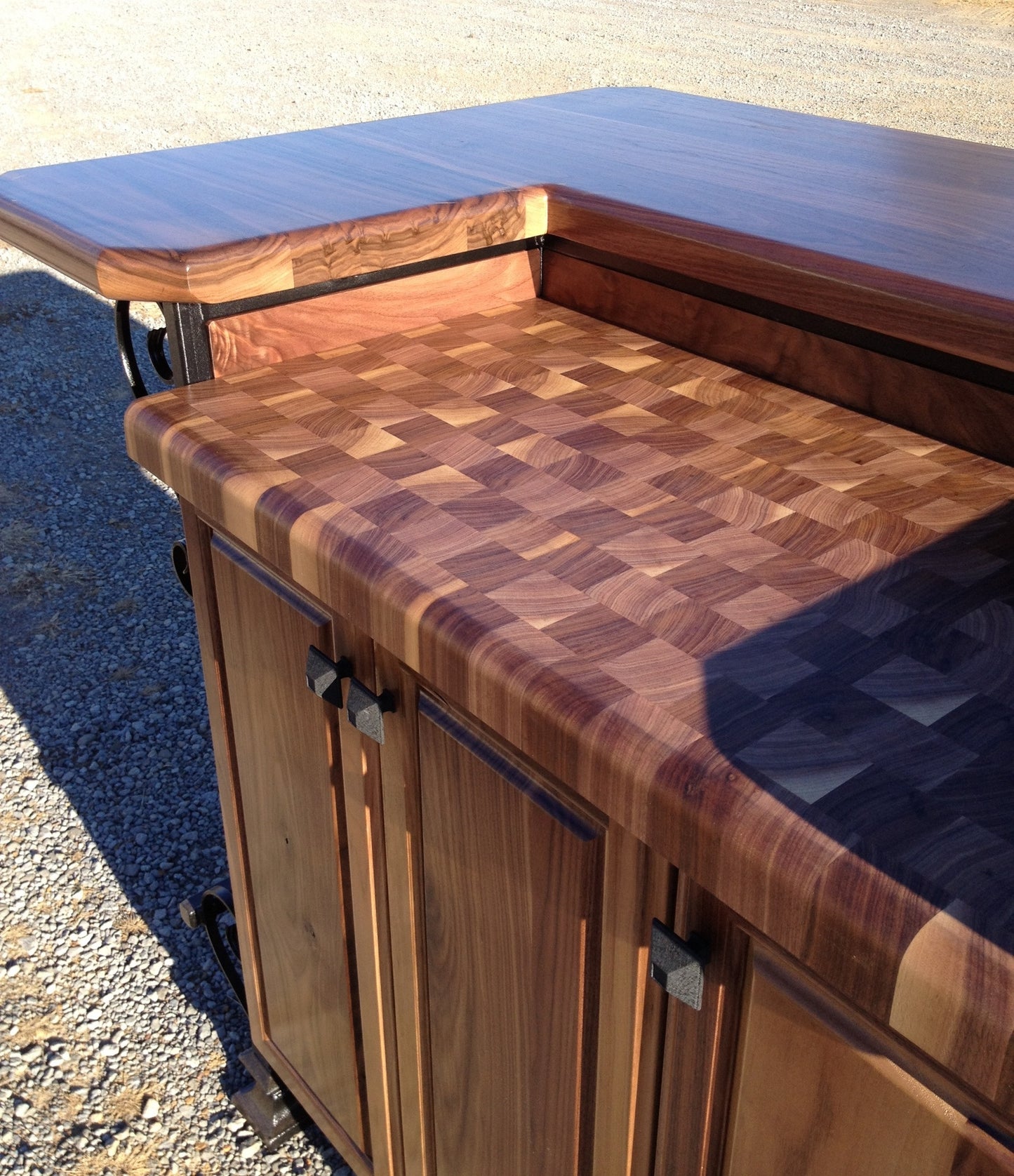 Island--32x60 Black Walnut Bi-Level Bar