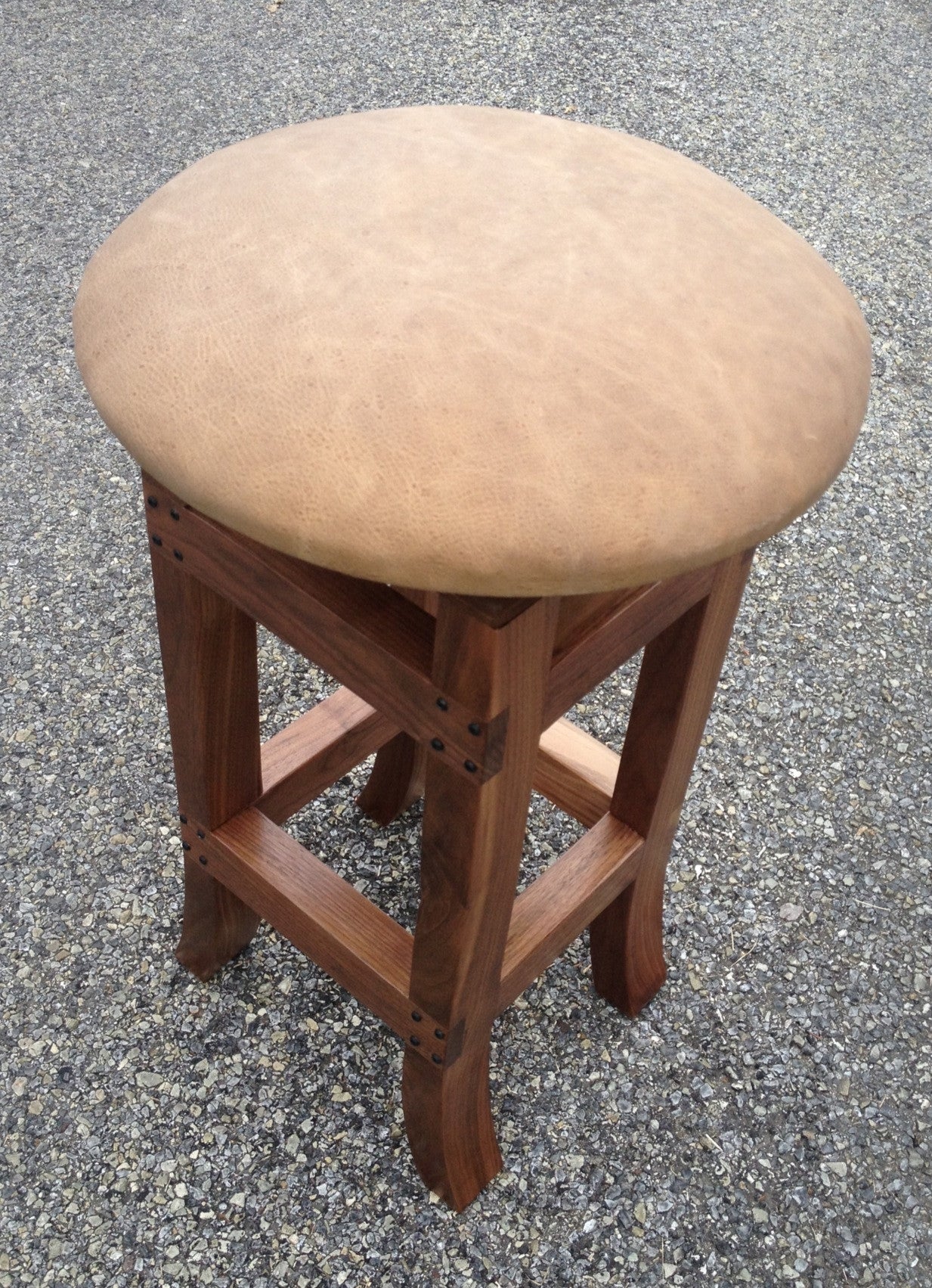Stool--Solid Black Walnut w/18 in. leather seats