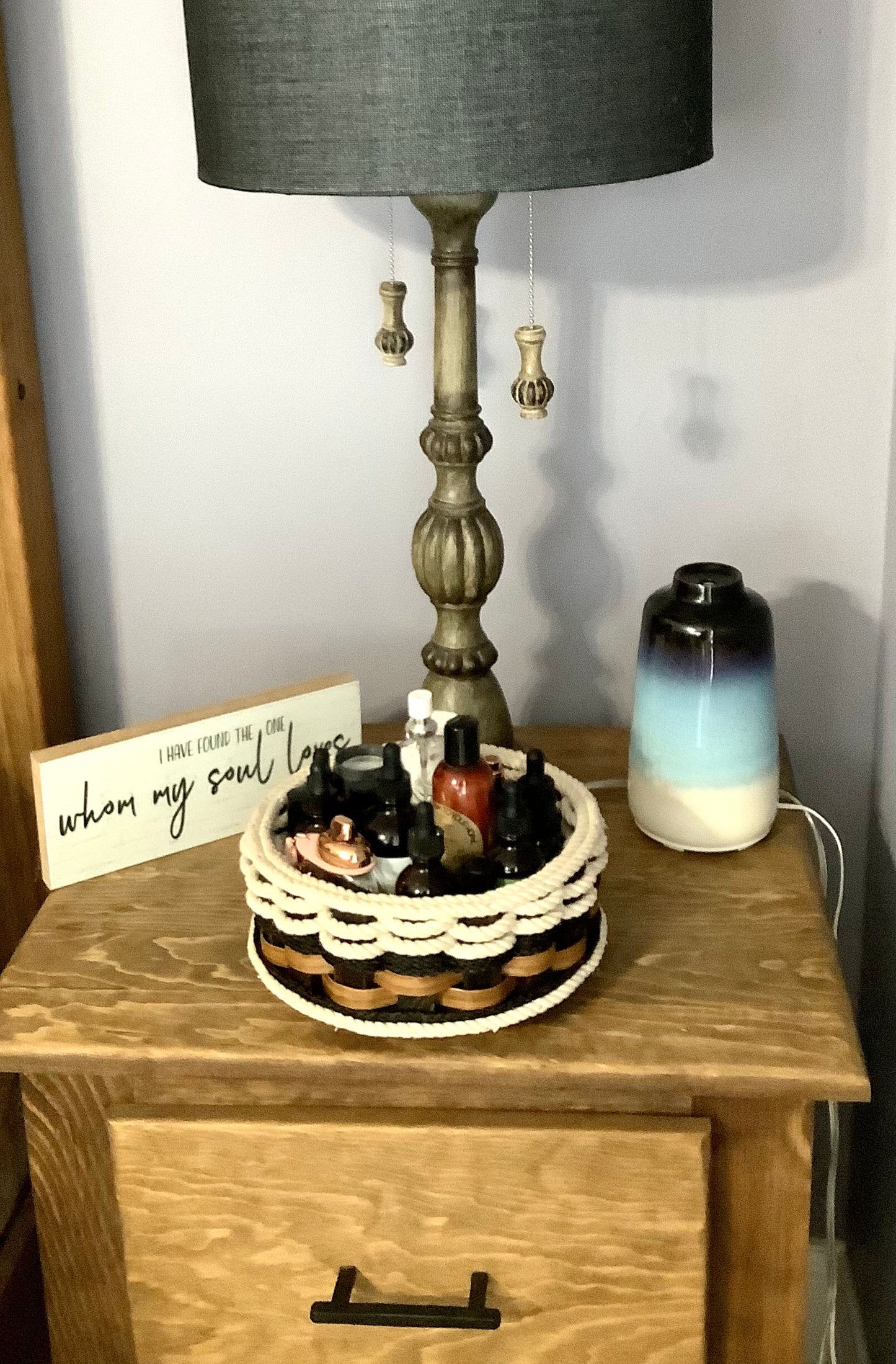 8” Lazy Susan Basket-Cottage Black