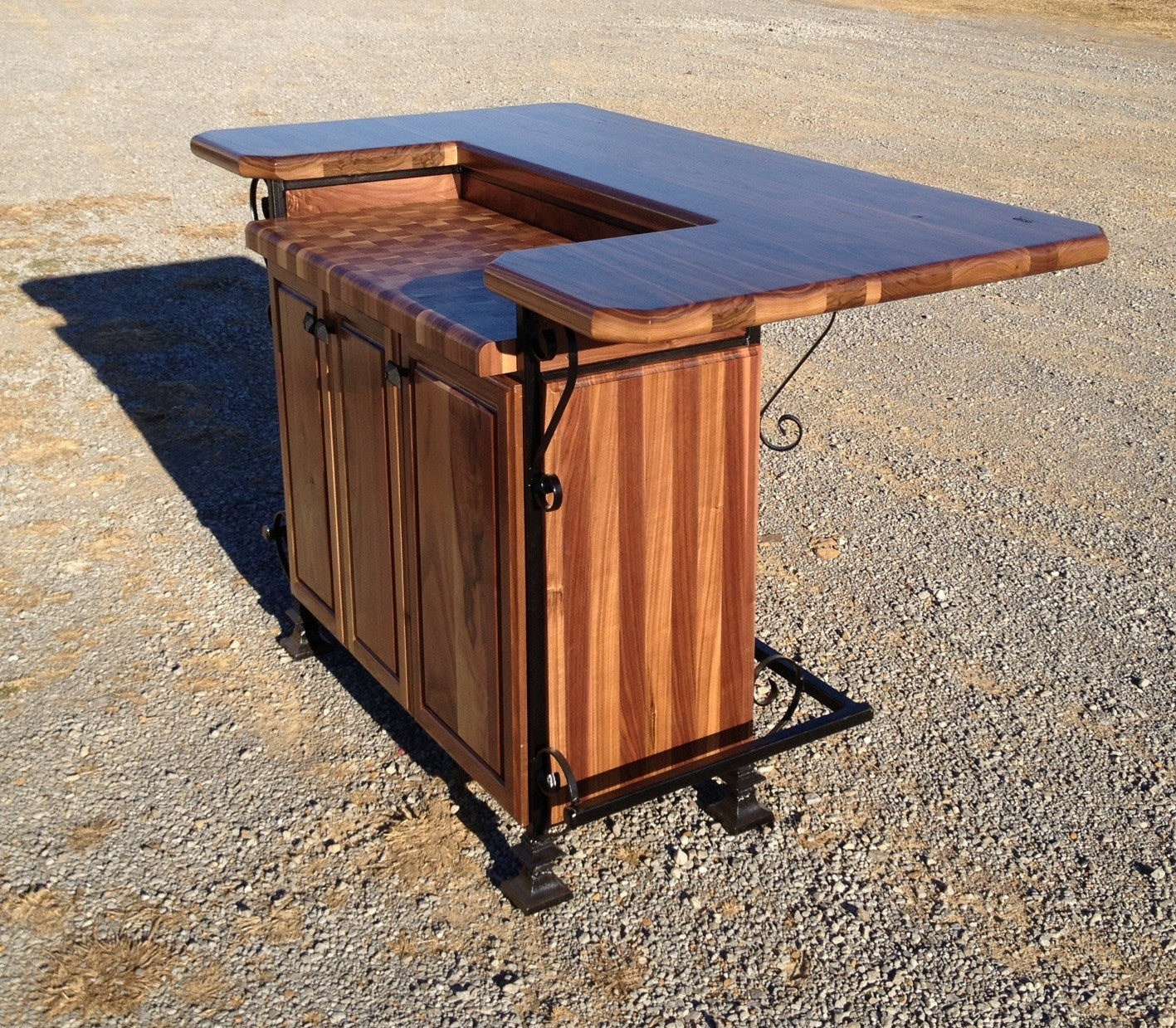 Island--32x60 Black Walnut Bi-Level Bar