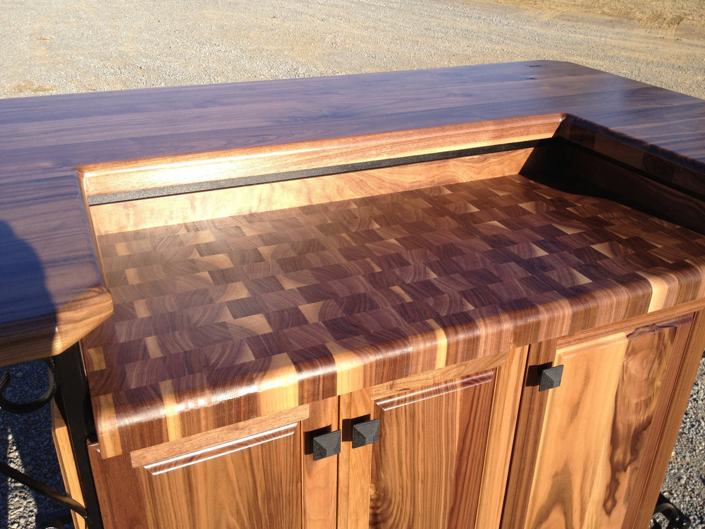 Island--32x60 Black Walnut Bi-Level Bar