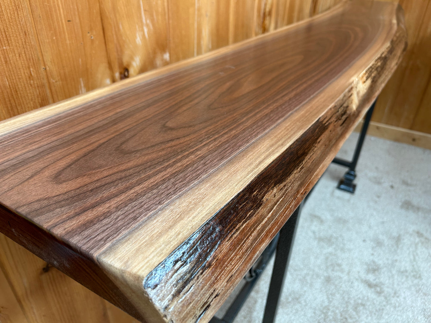 Live Edge Black Walnut Skinny Console Table