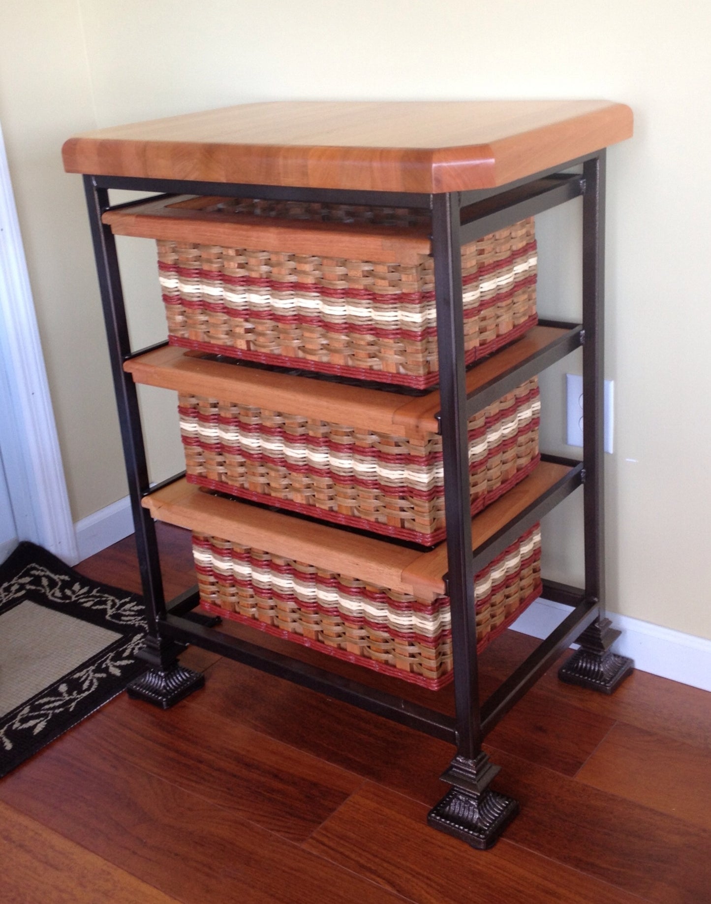 Island--Three Drawer 19x28 Square Steel Frame