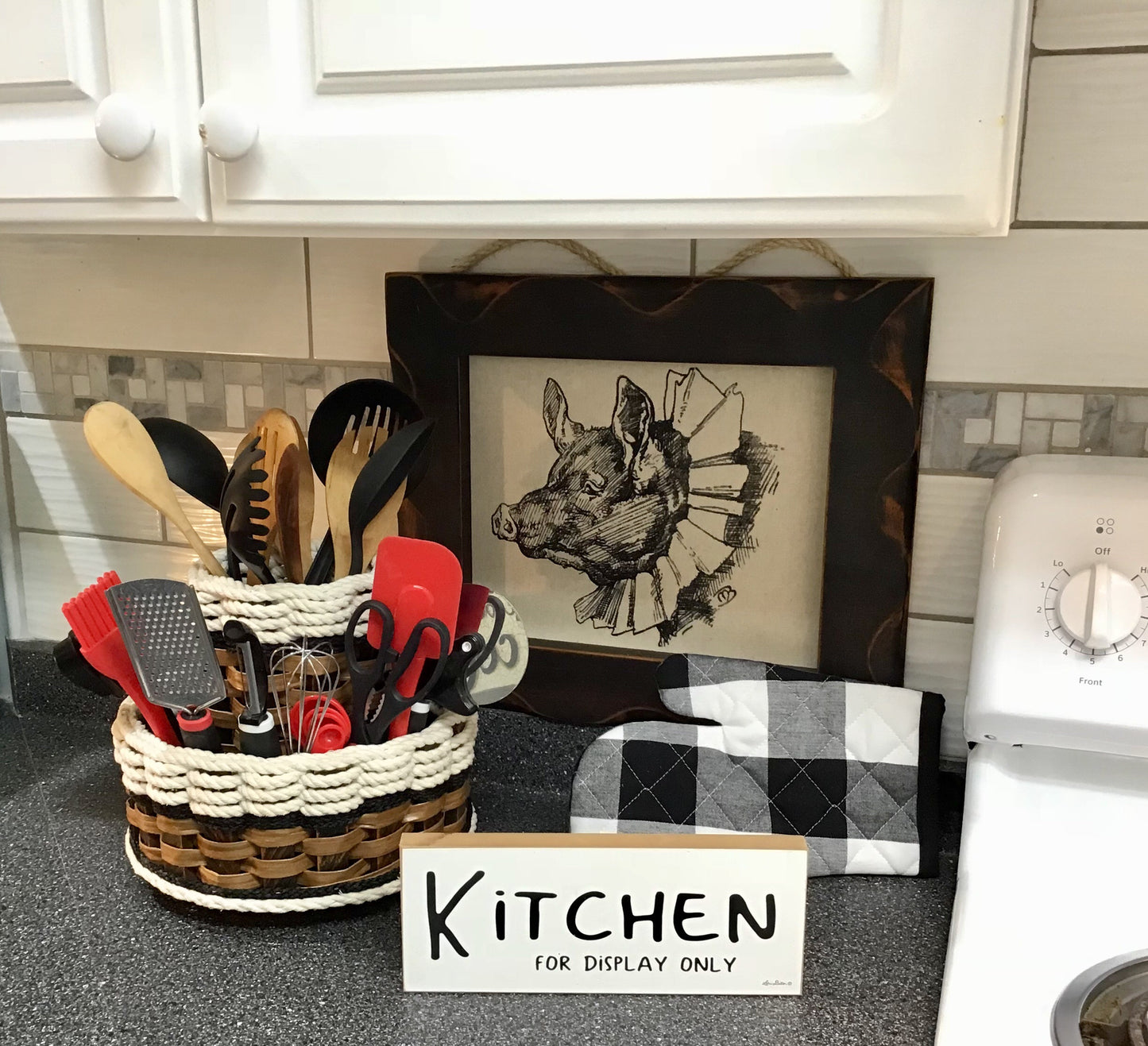 Double Utensil Lazy Susan-Cottage Black