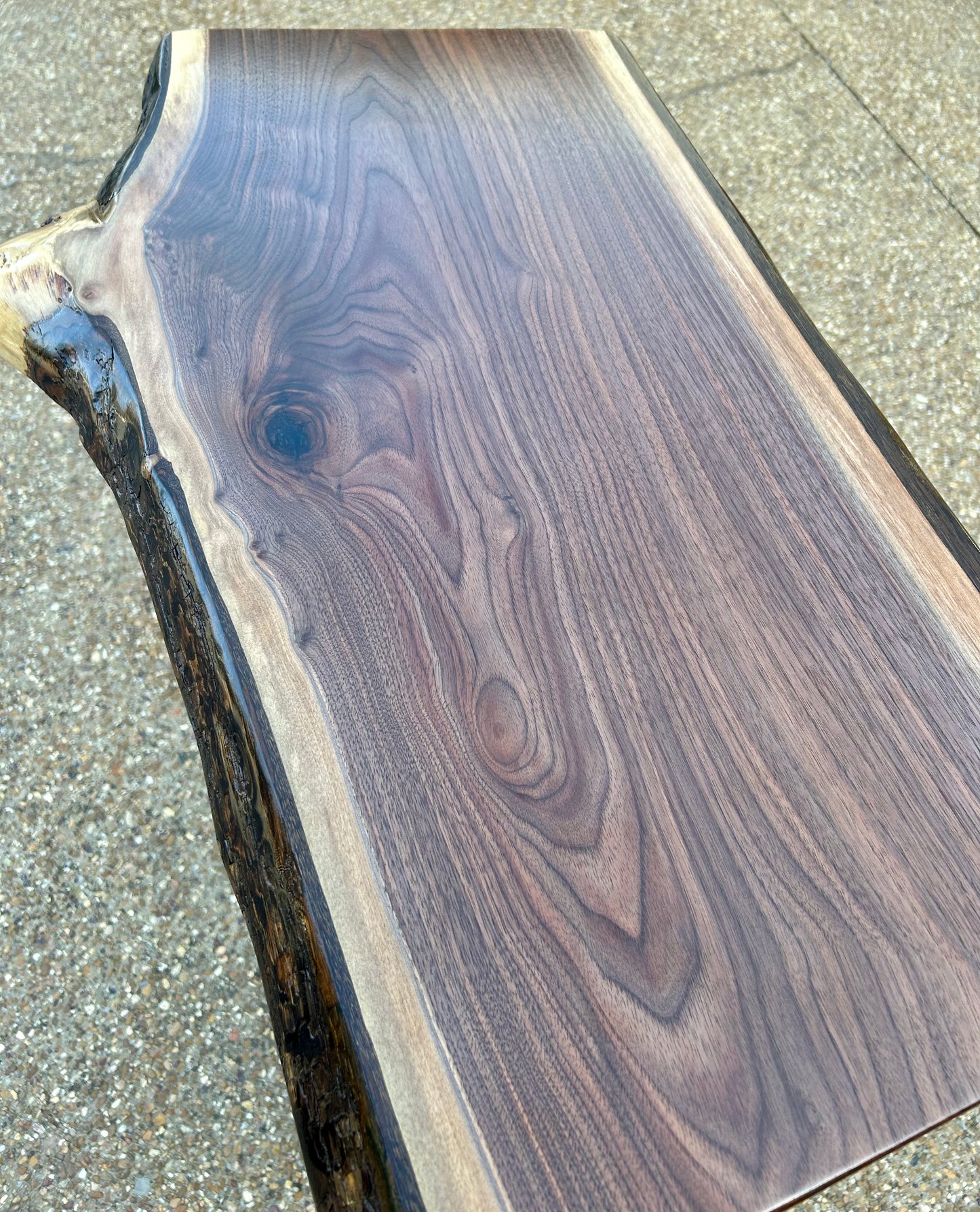 Live Edge Black Walnut Console Table w/bottom shelf