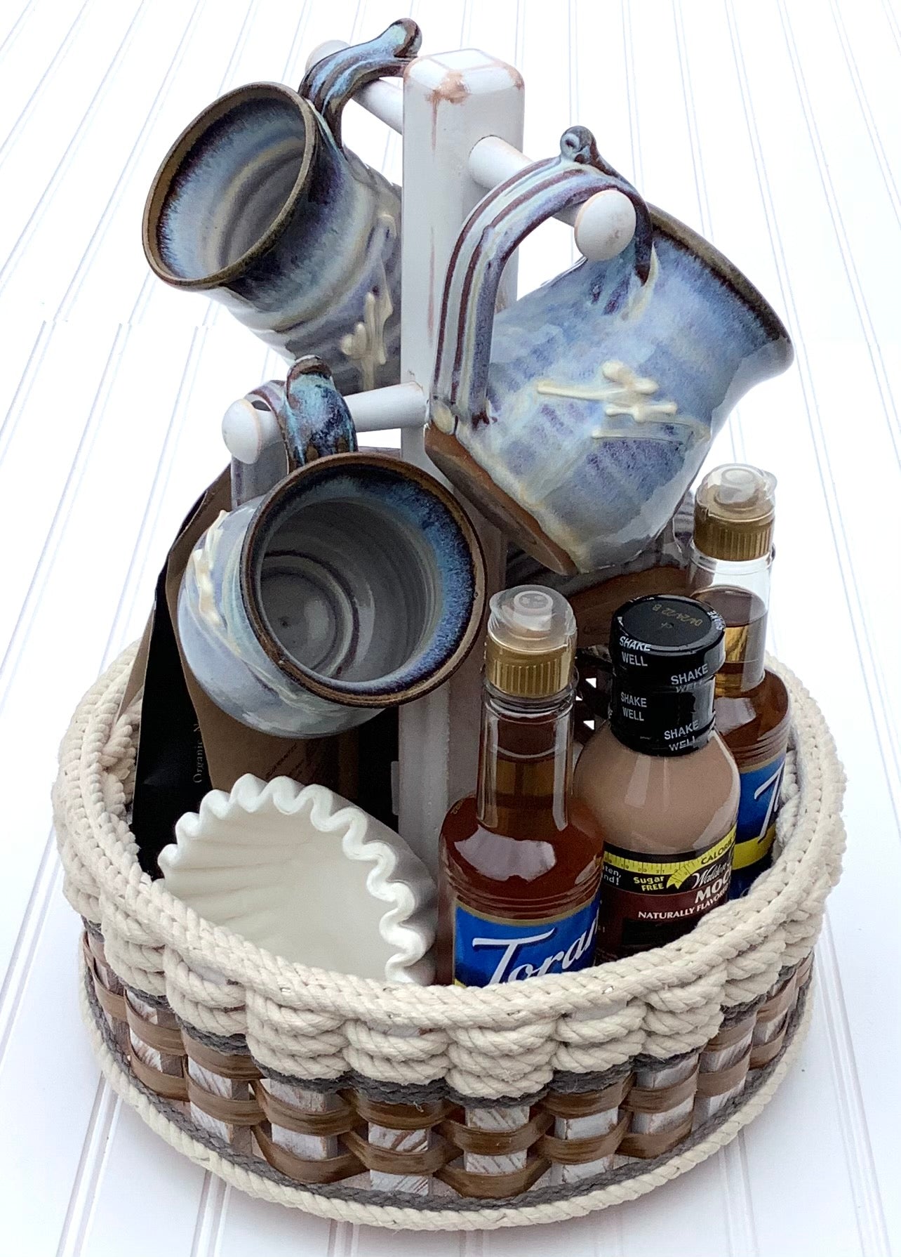 Coffee Bar Lazy Susan Basket-Cottage Grey