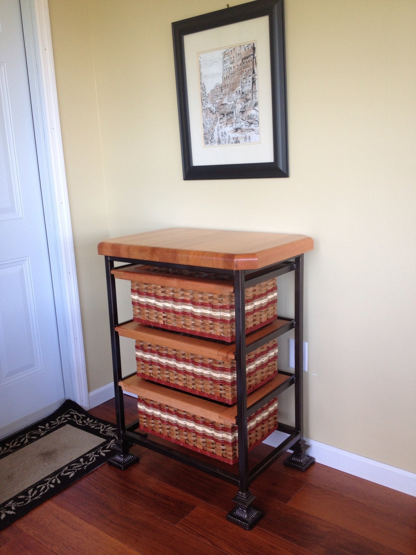 Island--Three Drawer 19x28 Square Steel Frame