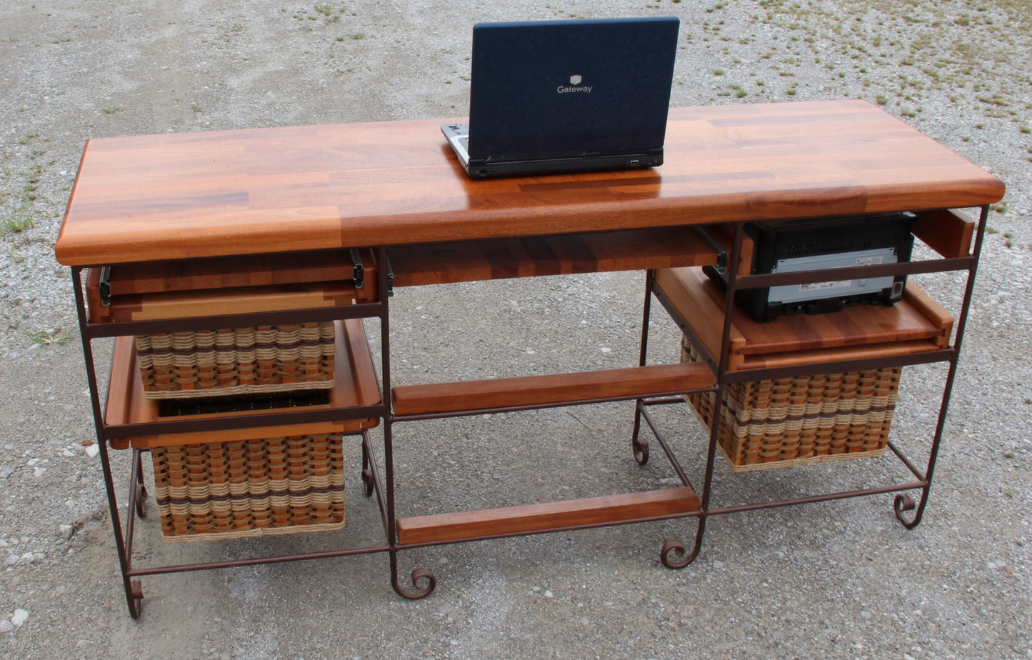 Table-Mahogany Desk with wrought iron