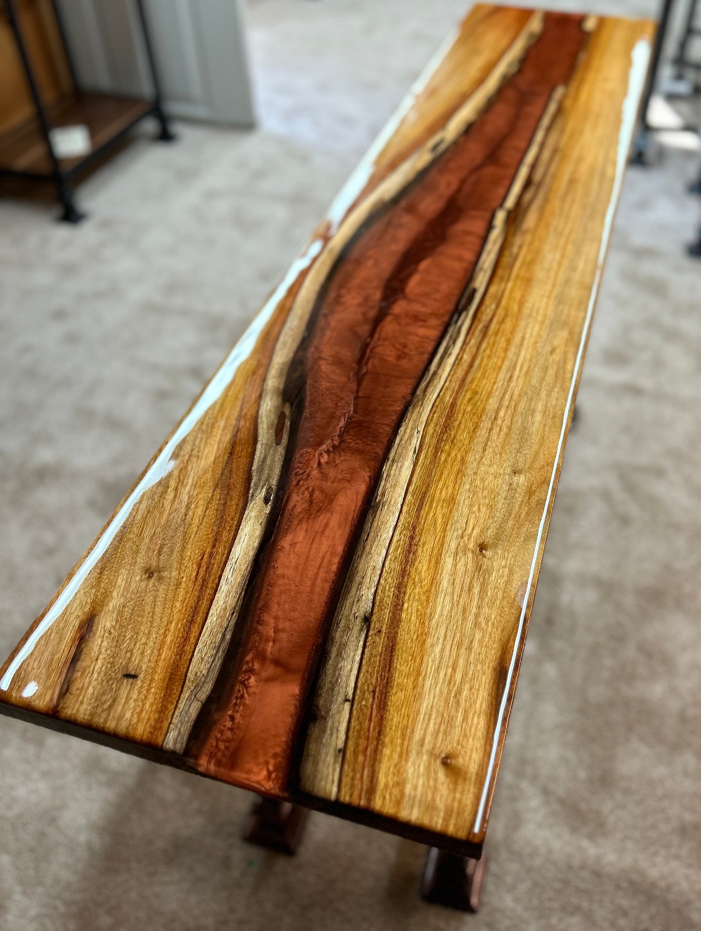 Live Edge River Entryway Table w/Canary Wood