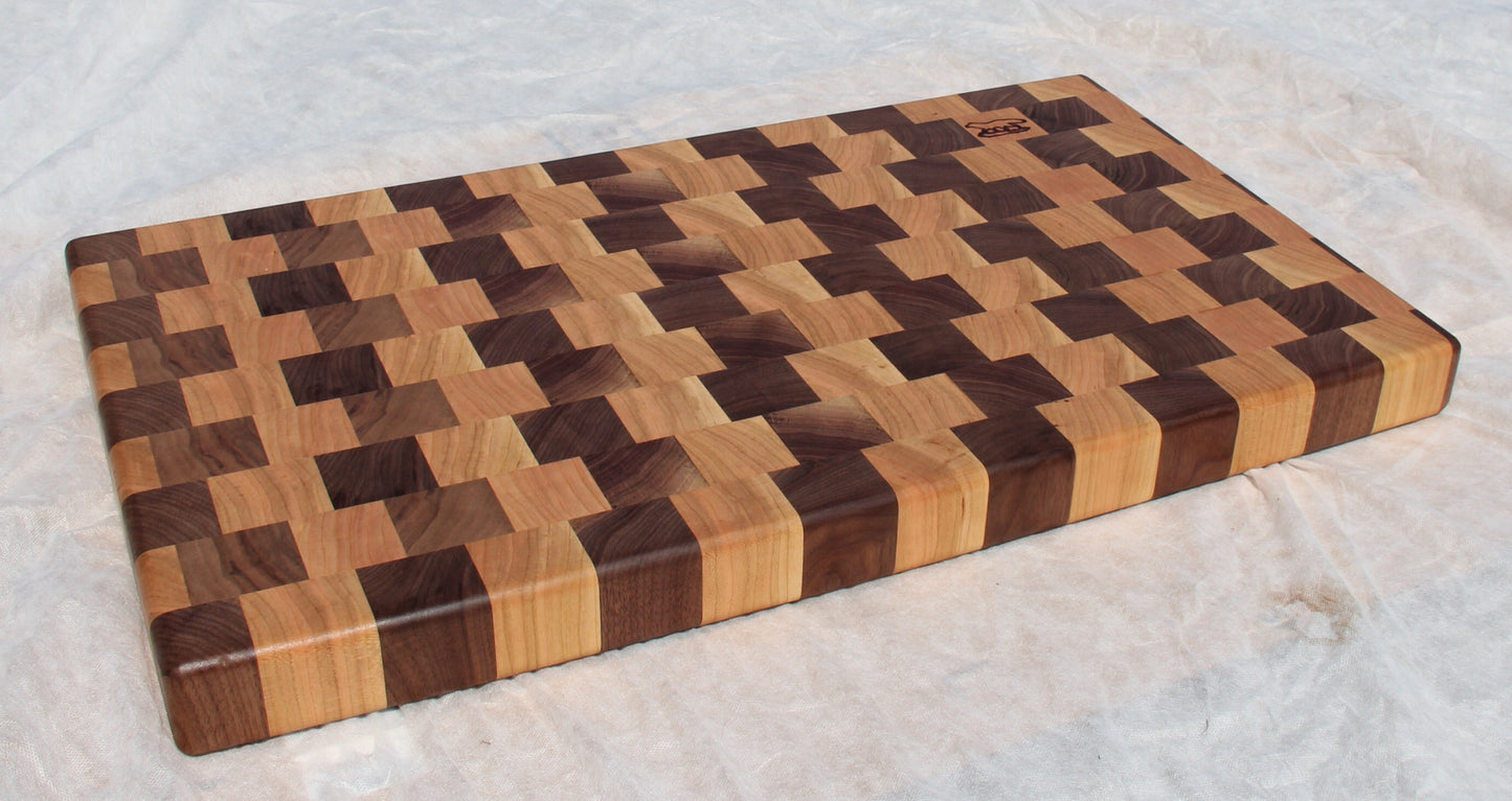 Cutting board--black walnut and cherry end grain