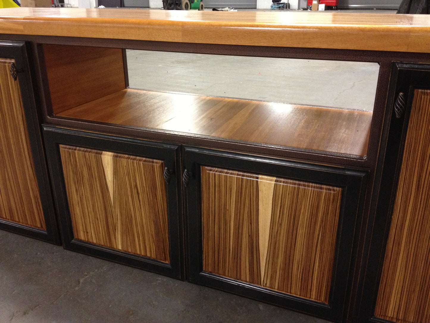 Table-Zebra and Mahogany Wood-Entertainment Unit 19 x 72
