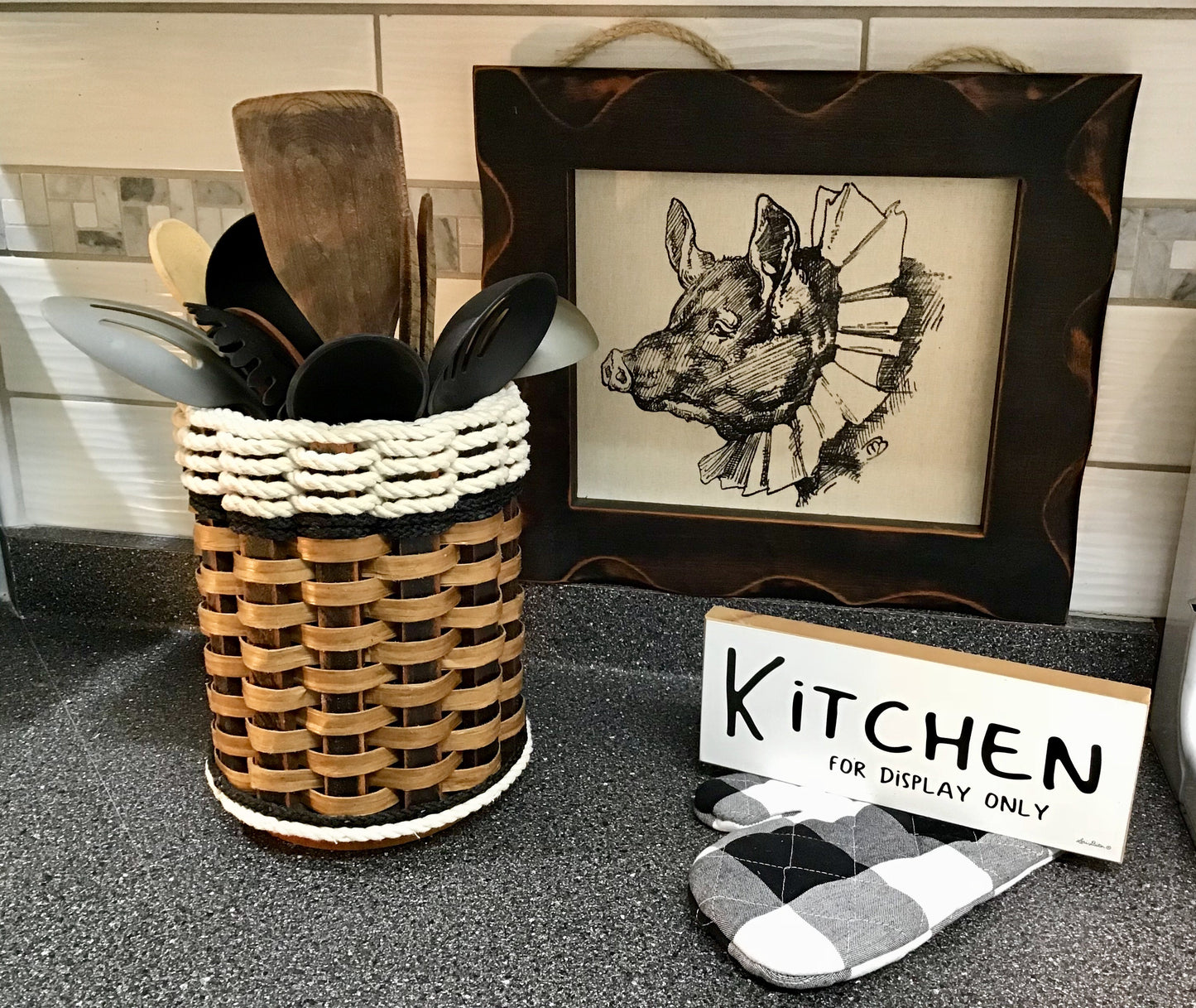 Utensil Lazy Susan Basket-Cottage Black