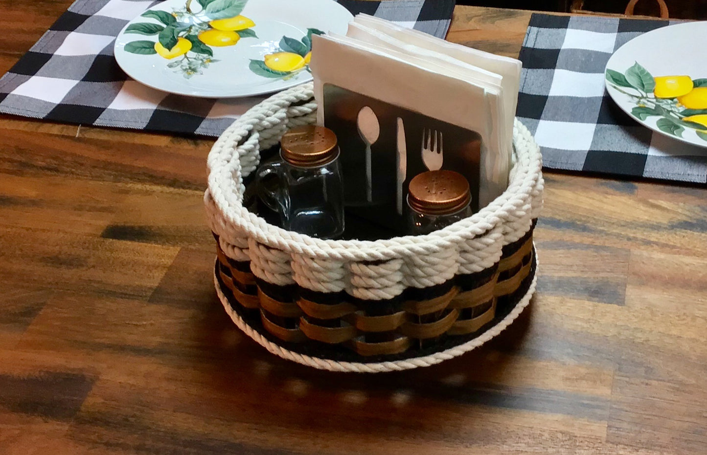 9 inch Lazy Susan Basket-Cottage Black