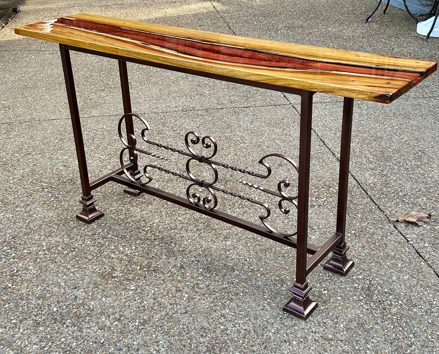 Live Edge River Entryway Table w/Canary Wood