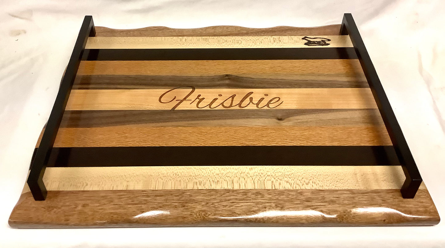 Charcuterie Board-Exotic Wood Stripes w/handle
