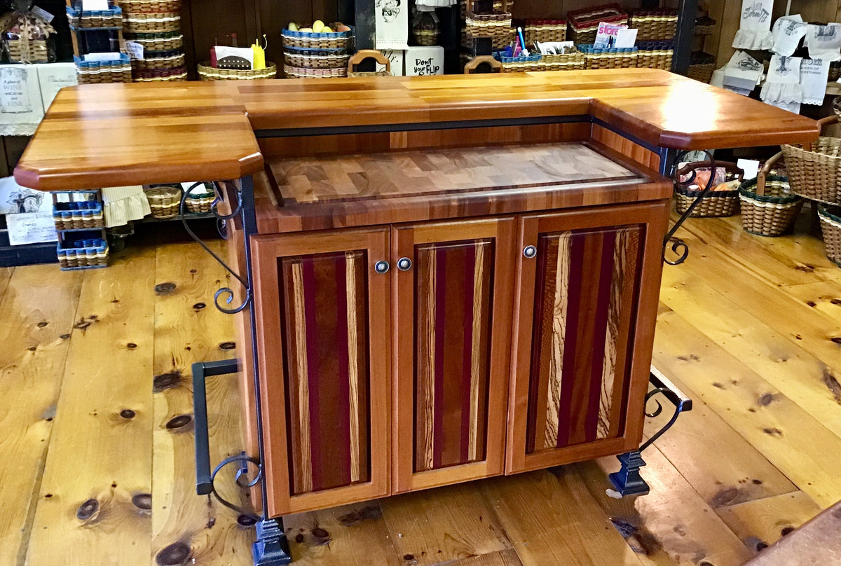 Island- Mobile Buffet Bar w/ Mahogany End Grain Butcher Block – Foxcreek  Baskets