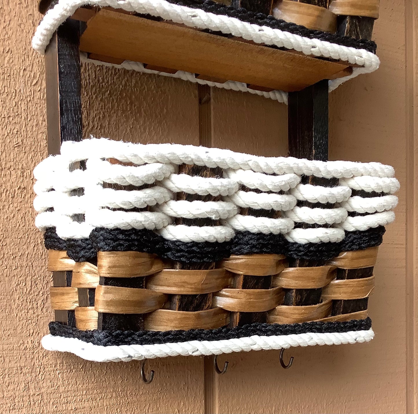 Wall Organizer Triple Baskets w/ hooks-Cottage Black