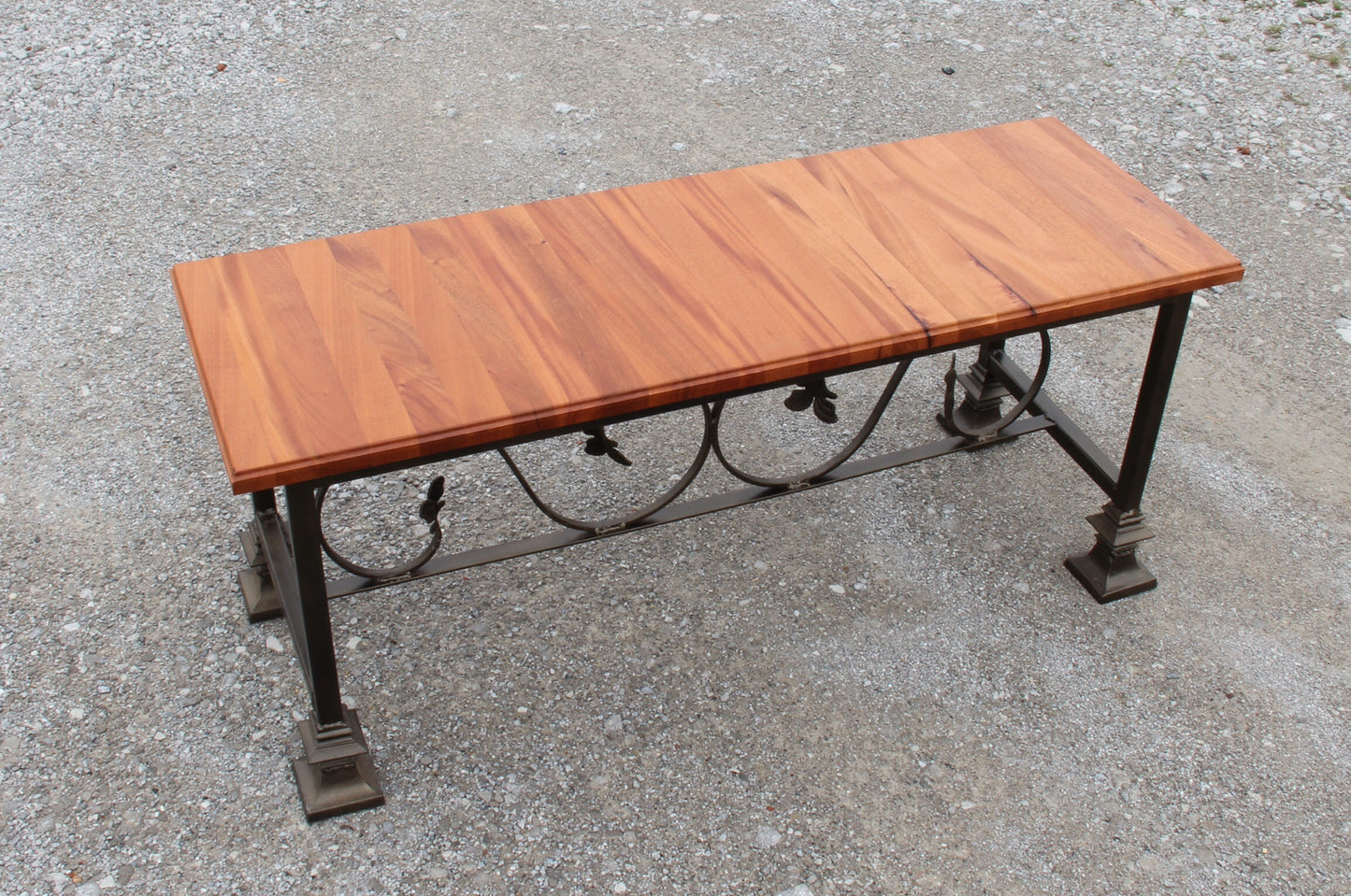 Bench-mahogany and wrought iron
