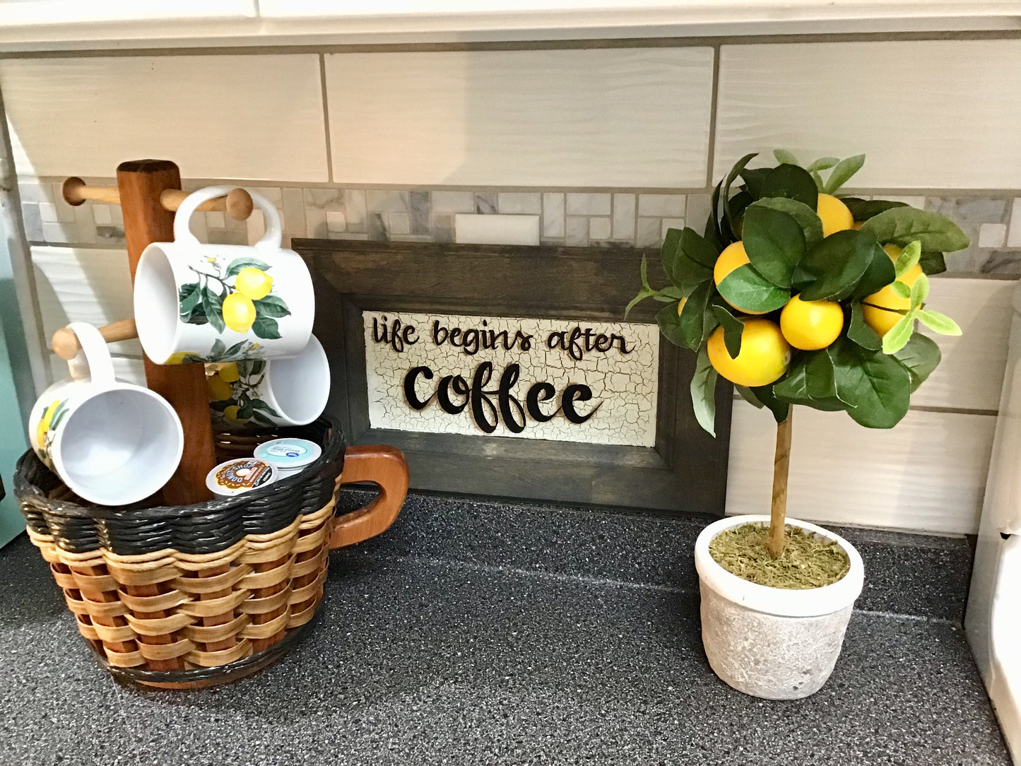 Coffee Mug Lazy Susan Basket