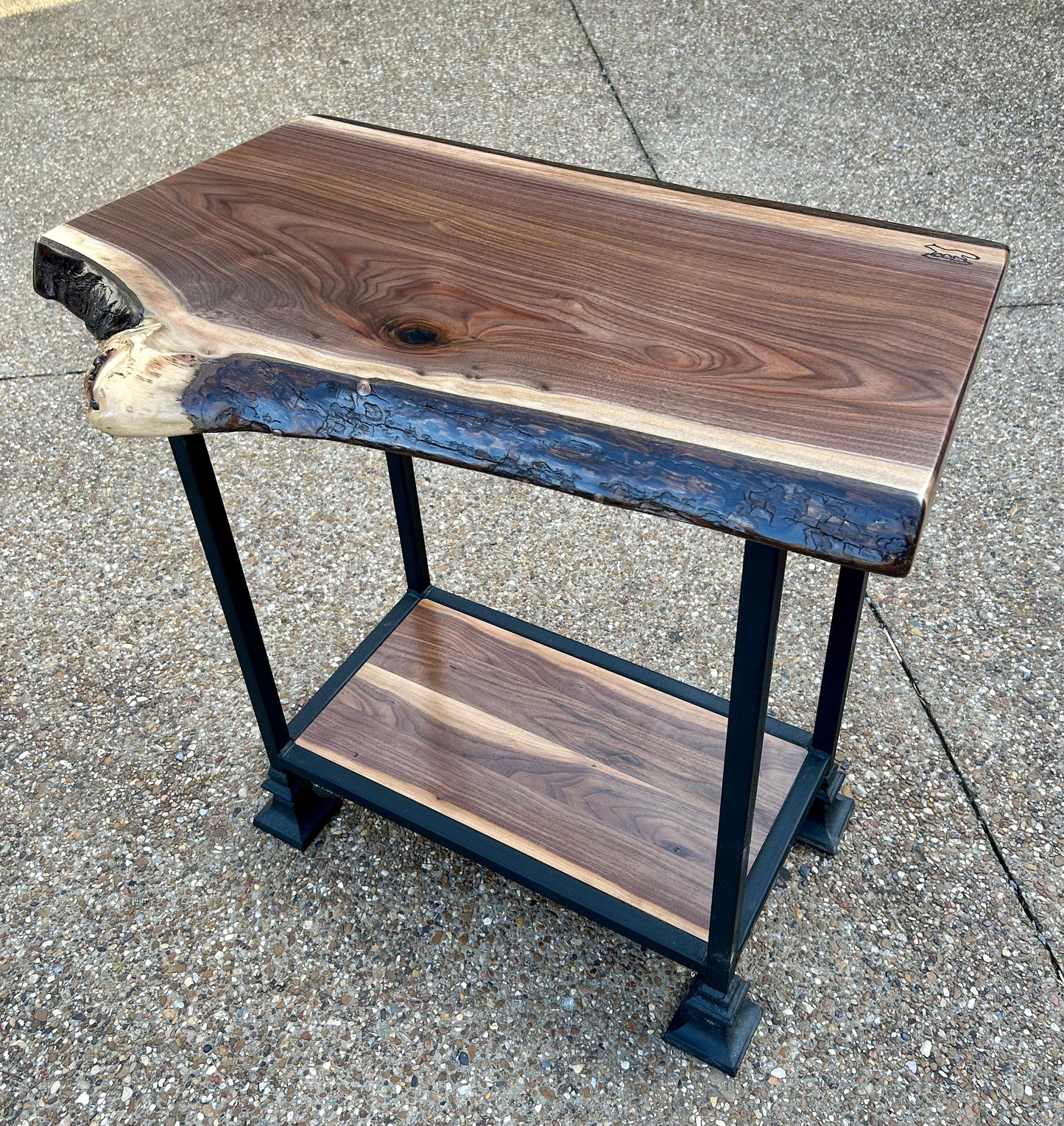 Live Edge Black Walnut Console Table w/bottom shelf