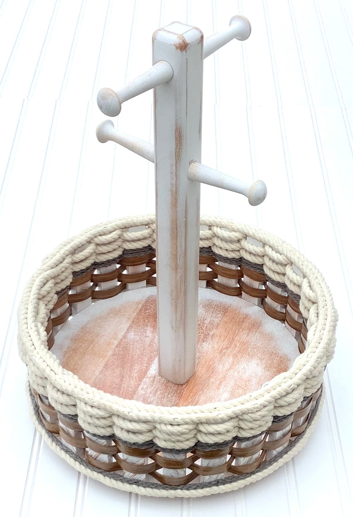 Coffee Bar Lazy Susan Basket-Cottage Grey