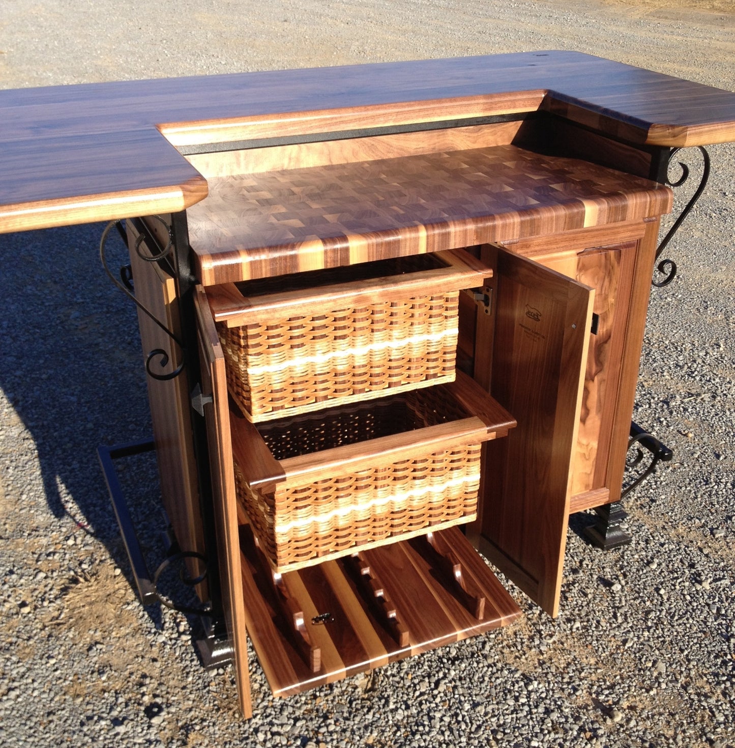 Island--32x60 Black Walnut Bi-Level Bar