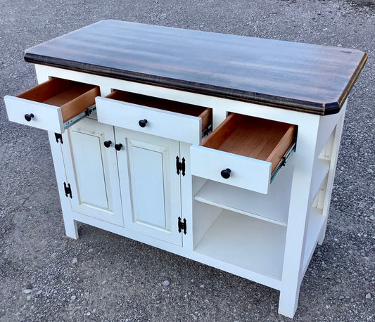 Farmhouse Island- Farmhouse Island with Black Distress Mahogany Top